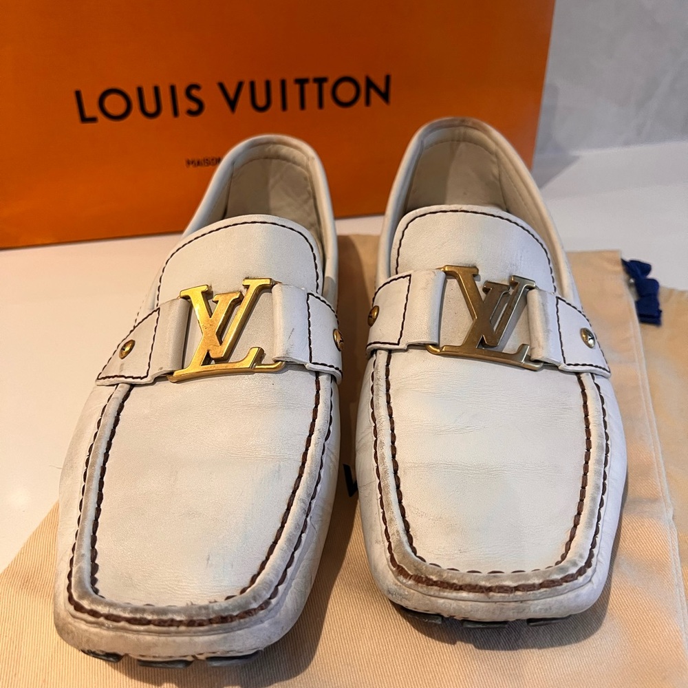 Louis Vuitton Logo Leather Loafers